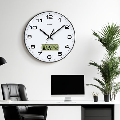 Silent Wall Clock Round Analog 10/12 Inch – Battery Operated, Calendar & Temperature Display, Non-Ticking Quiet Movement for Bedroom, Office & Living Room, Multiple Colors