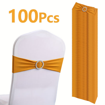 Chair Sashes for Wedding 100pcs Stretch Spandex Elastic Chair Sash Bands with Buckle for Dining Chairs Banquet Party Event Decor - Bulk Set Multiple Colors