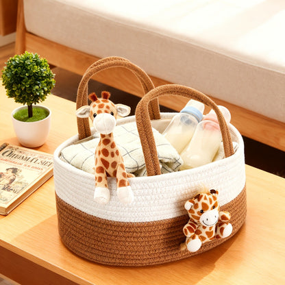 Cute Animal Woven Storage Basket – Decorative Desktop Organizer for Remote Controls, Toys, Stationery & Small Items – Bear, Bunny, Elephant & Giraffe Styles for Home, Nursery & Gift