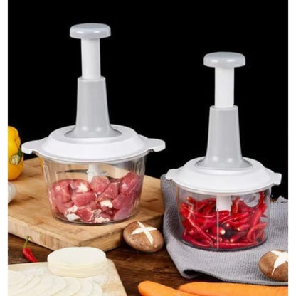 Manual Food Chopper 2L Pull Cord Vegetable Chopper Onion Mincer Garlic Press Meat Grinder with Container - BPA-Free Manual Hand Chopper Kitchen Tool for Salad Herbs Nuts