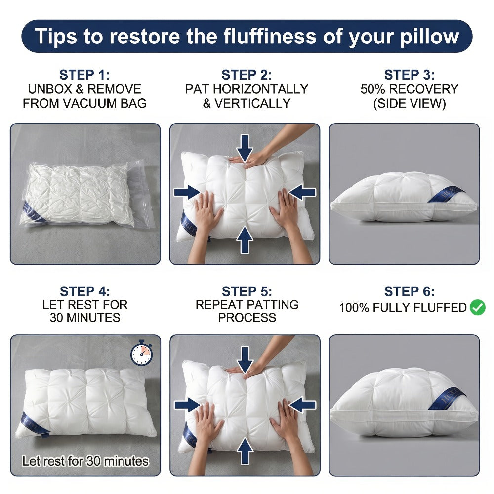 Luxury Hotel Pillows 2PCS, Cool Breathable Pillow Insert, Fluffy Resilient Neck Support, Soft Comfortable Sleeping Pillow, Queen King Size, White Black Navy Pink Gray Brown
