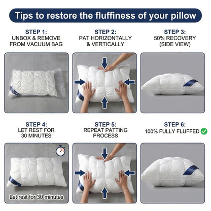 Luxury Hotel Pillows 2PCS, Cool Breathable Pillow Insert, Fluffy Resilient Neck Support, Soft Comfortable Sleeping Pillow, Queen King Size, White Black Navy Pink Gray Brown