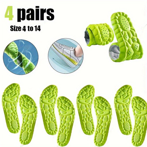Shoe Insoles for Men & Women - 4 Pairs Cushioning Inserts Ultra-Soft Foam Footbed, Sweat-Proof Arch Support, Cloud Feel Comfort for Sneakers, Boots & Casual Shoes (Sizes 35-46)