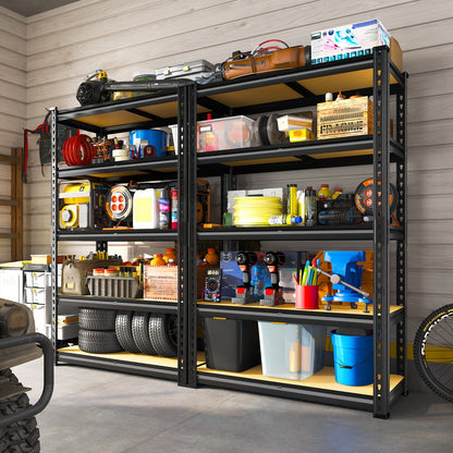 Heavy Duty 5 Tier Metal Shelving Unit Adjustable Up to 3000LBS for Garage Workshop Commercial Storage Rack No Bolt Easy Assembly Black