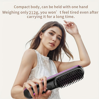 Cordless Mini Hair Straightener Wireless Flat Iron USB Rechargeable 2000mAh 3-Speed Adjustable Temp LED Display Professional Styling Smooth Shiny Hair Travel Home Black White