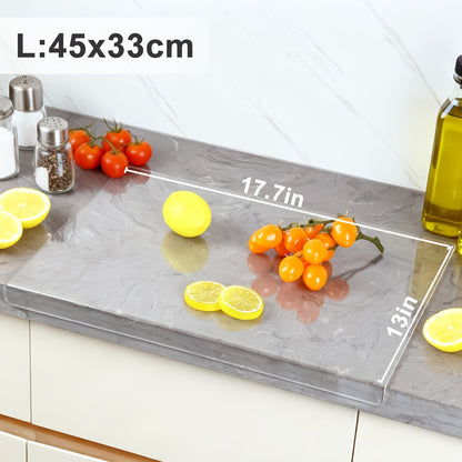Acrylic Cutting Board with Counter Lip - BPA-Free Food-Safe Clear & Black Kitchen Chopping Board 60% Thicker Non-Slip Countertop Protector for Home and Professional Use