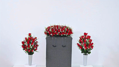 Artificial Cemetery Grave Flowers Silky Rose Bouquet Memorial Decoration