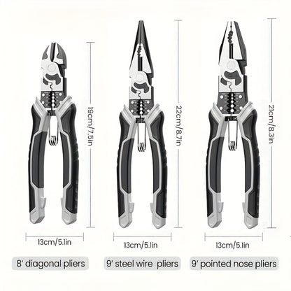 3pcs Pliers Set Diagonal Pliers Needle Nose Pliers Wire Cutter Multifunctional Electrician Hand Tools Heavy Duty Hardware Tool Kit