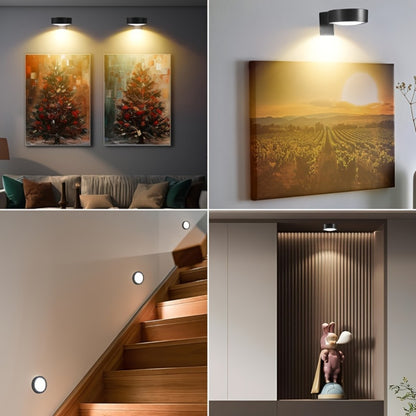 Battery Operated Picture Lights 3-Pack, Magnetic Painting Light with Remote & Timer, 3 Lighting Modes Dimmable Wireless Wall Puck Lights for Art Frames Portraits – Black