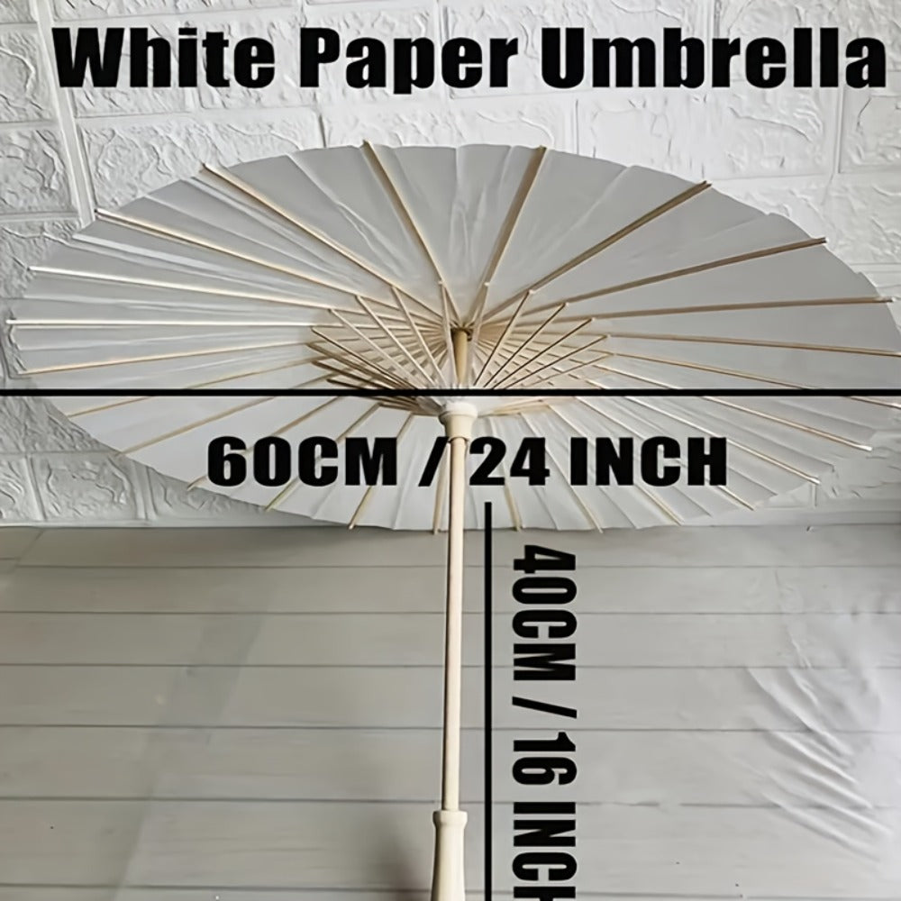 White Paper Parasol Umbrella 23" – Wedding, Party & Photography Photobooth Props (10 or 20 PCS)