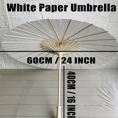 White Paper Parasol Umbrella 23" – Wedding, Party & Photography Photobooth Props (10 or 20 PCS)