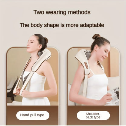 Neck Massager Shiatsu with Heat – 6-Node Deep Kneading Wireless Massager for Neck, Shoulders & Trapezius Muscles | Hands-Free Electric Neck & Shoulder Massager with Heating Function