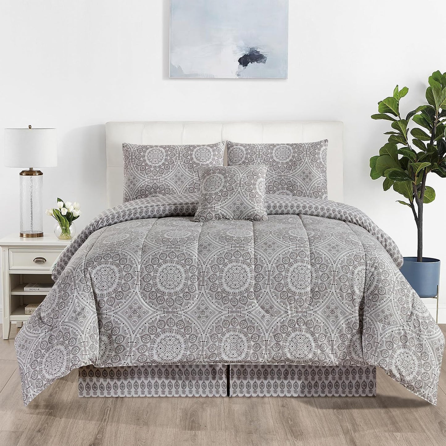 5-Piece Comforter Set – Down Alternative Reversible Quilted Bedding with Bed Skirt & Pillow Shams, Twin Queen King, All Seasons – 13 Colors