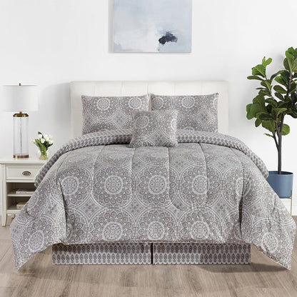 5-Piece Comforter Set – Down Alternative Reversible Quilted Bedding with Bed Skirt & Pillow Shams, Twin Queen King, All Seasons – 13 Colors