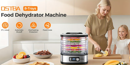 Food Dehydrator Machine 5-Tray with Adjustable Temperature Control and 72-Hour Timer - Electric Food Dryer for Jerky Fruit Herbs Dog Treats Snacks, 240W LED Display Dehydrator with Recipe Book Included
