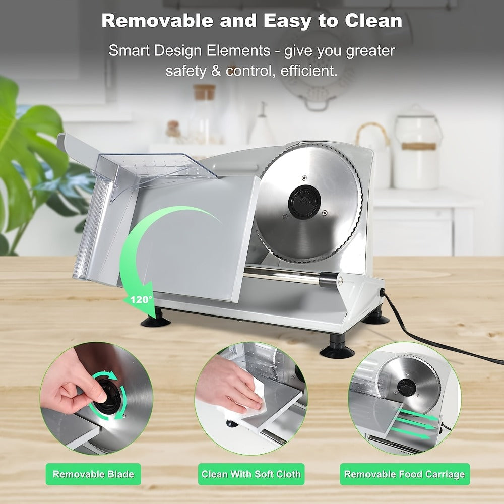 Electric Meat Slicer for Home, 6.7" Stainless Steel Blade, 150W Deli Food Slicer with Adjustable 0-15mm Thickness for Cold Cuts, Cheese, Bread & Vegetables, Easy to Clean