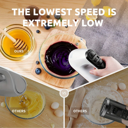 Electric Hand Mixer 6-Speed with Turbo – 5 Stainless Steel Attachments, Snap-On Storage Case, Handheld Mixer for Whipping, Baking Cookies, Cakes, Dough & Brownie Batter