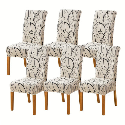 Dining Chair Covers Slipcovers Set of 4 or 6 - Spandex Stretch Milk Velvet Removable Washable Parsons Chair Protector | Anti-Slip Elastic Band | Multiple Prints | Kitchen Dining Room Hotel Ceremony