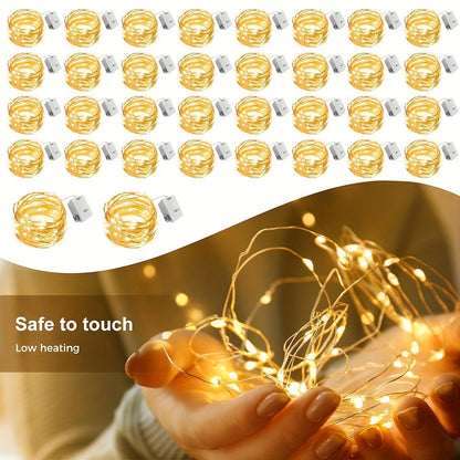 Fairy Lights Battery Operated with Batteries Included – 6.5ft 20 LED Silver Wire Mini String Lights, Firefly Starry Lights for Wedding, Christmas, Party, Mason Jars & DIY Decor – 30 or 100 Pack