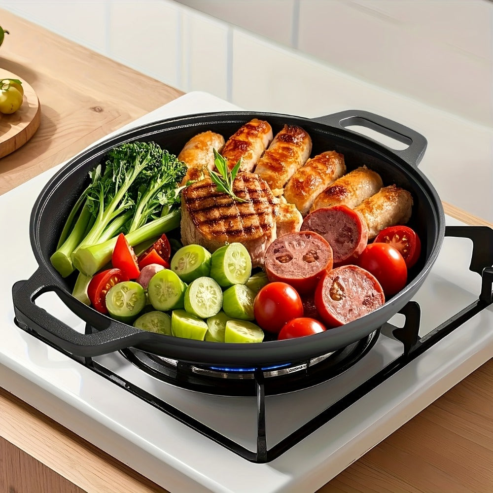 Cast Iron Frying Pan Non-Stick 11 Inch 28cm – Rust-Proof Anti-Deformation Even Heating | Oven & Induction Safe Skillet for Pizza Barbecue & Camping | Durable Cast Iron Pan Single or 2-Pack