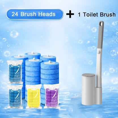 Disposable Toilet Brush Set with Replacement Brush Heads Wall Mounted or Floor Standing Bathroom Cleaning Brush Kit Hygienic No-Touch Design 19 25 31 37 49 Piece Set or Heads Only Options