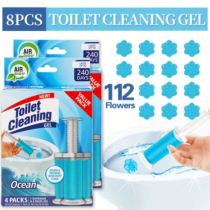 Toilet Cleaning Gel Stamp with Dispenser, Toilet Bowl Freshener & Cleaner Gel Stamps Prevent Scale & Toilet Ring, 6 Scents – Ocean, Lavender, Floral, Peach, Lemon, Pine – 4 Pcs or 8 Pcs Pack