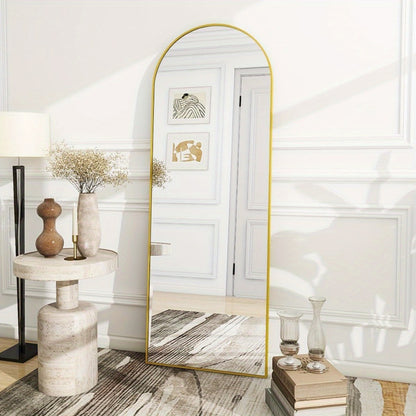 Full Length Mirror Floor Mirror with Stand, Aluminum Alloy Frame Full Body Mirror, Standing Hanging or Leaning Against Wall for Bedroom Living Room Dressing