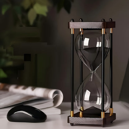 Hourglass Timer 60 Minute Wooden Sand Timer Decorative Glass - Vintage Home Decor for Kitchen, Office & Bedroom | Great Gift for Birthday, Christmas, Valentine's Day & Thanksgiving | 11.81x3.74in