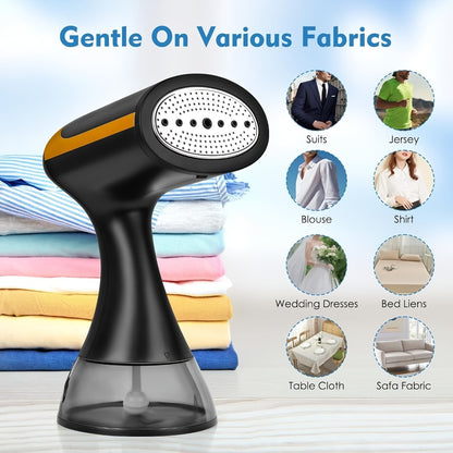 Portable Clothes Steamer 1100W – 20-Second Fast Heat-Up Handheld Garment Steamer with 10oz Water Tank for Wrinkle Removal on All Fabrics – Compact Travel Steam Iron for Home & Travel (Dark Black)