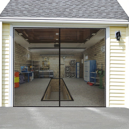 Garage Screen Door Magnetic Closure Heavy Duty Mesh Screen for 2-Car Garage, Hands-Free Walk-Through, Weather Resistant Pest Proof Bug Barrier, Easy Install, Fits Single & Double Garage Door Openings