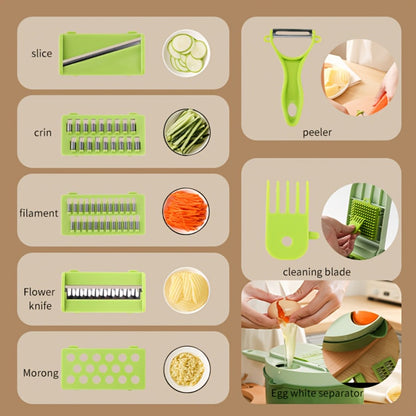 Vegetable Chopper 16-in-1 Heavy Duty Manual Food Processor with Container – Onion Dicer, Potato Slicer, Garlic Mincer, Carrot Cutter, Multi-Function Kitchen Veggie Chopper for Tomato, Pepper, Cucumber