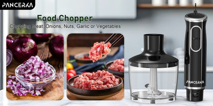 Immersion Blender 8-in-1 Electric Hand Blender with Turbo Mode & Detachable Base – 304 Stainless Steel Handheld Blender with Whisk Milk Frother Attachments for Smoothies Soups Baby Food Puree