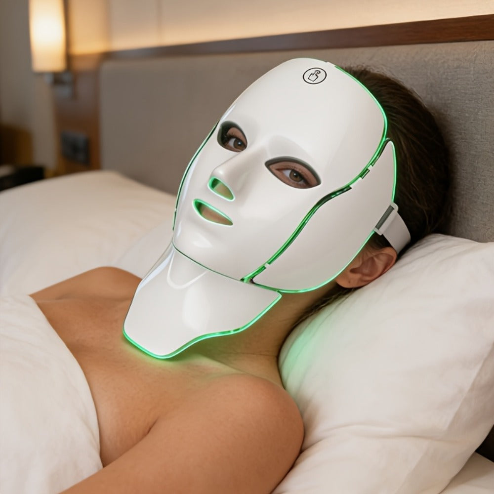 LED Light Therapy Facial Mask 7-Color USB Rechargeable – Face Neck Anti-Aging Acne Rejuvenation Skincare Device, Beauty Instrument Gift for Women, Valentine's Day Mother's Day Birthday