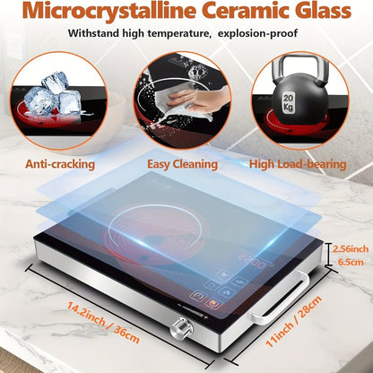 Portable Electric Induction Cooktop 2200W Ceramic Infrared Hot Plate with Adjustable Temperature & Dual Touch Rotation Control – Single Burner Electric Stove for Home Dorm Cooking