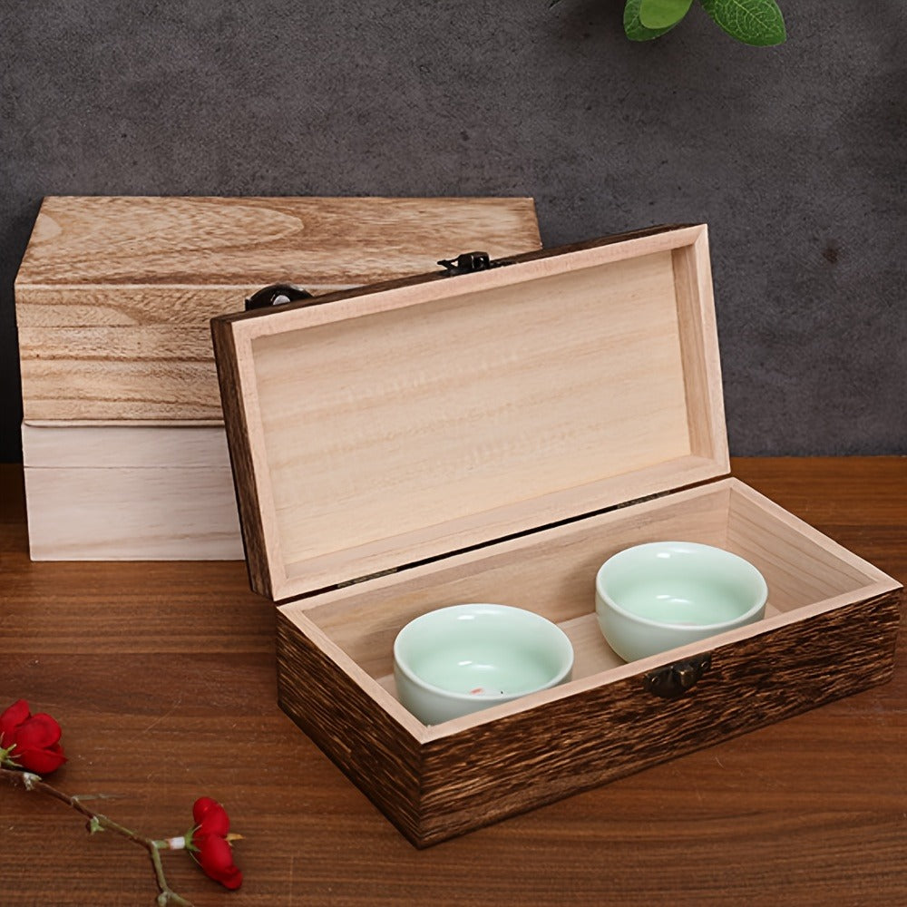 Jewelry Box with Lid & Lock Clasp Set of 3 – Vintage Wooden Storage Boxes for Jewelry, Daily Essentials & Gift Packaging, Versatile Home Organizer in 3 Colors