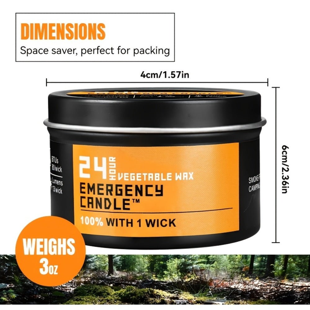 Emergency Soy Wax Candles 24-Hour Long Burning – 4 or 6 Pack Unscented Single-Wick Candles in Golden Tin for Power Outages, Survival, Camping, Hunting & Outdoor Activities | Bulk Emergency Candle Set