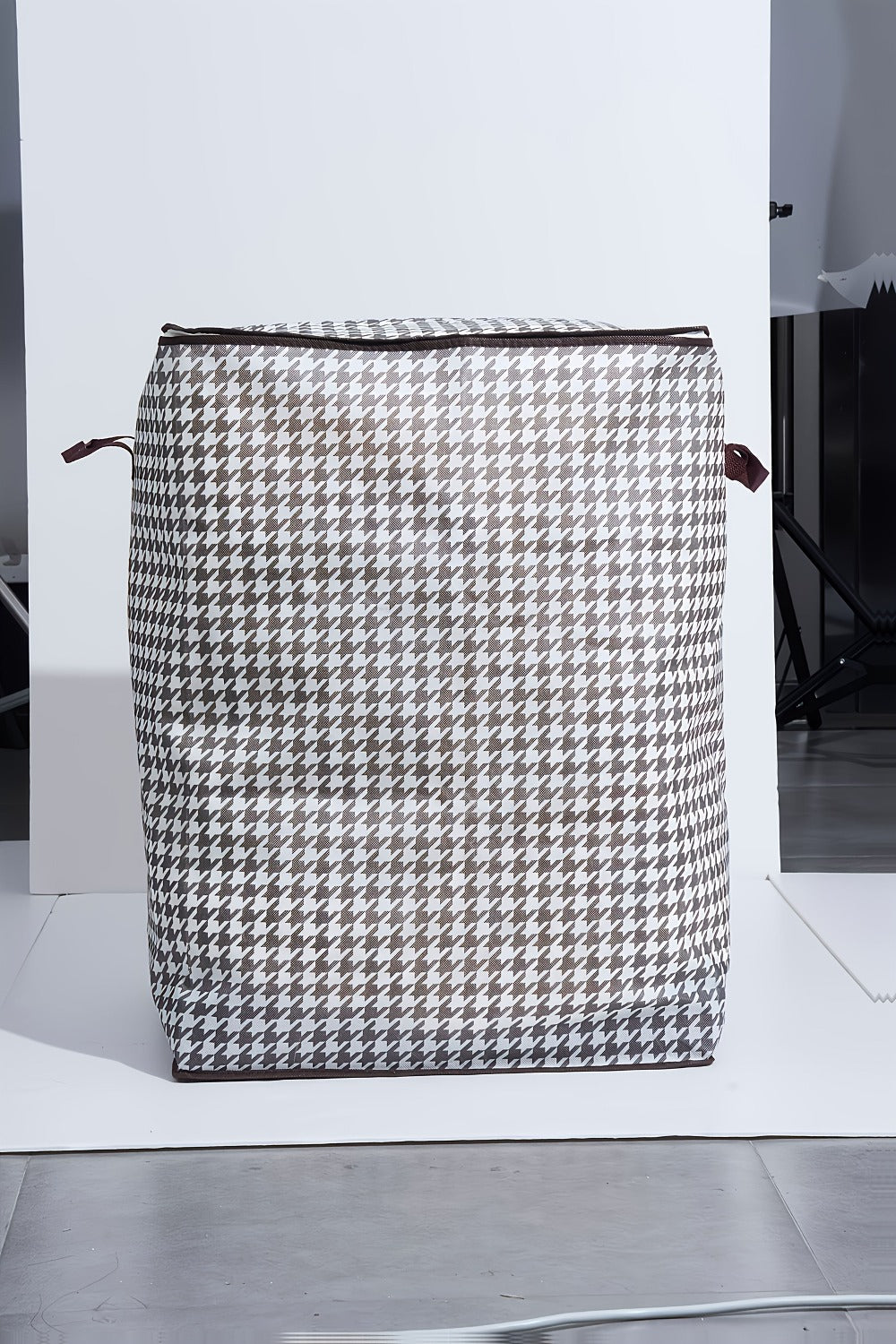 4pcs Large Storage Box Set with Lid & Handle – Black White Checkered, Stackable, Thickened Lining, Double Zipper, Under-Bed & Moving Organizer