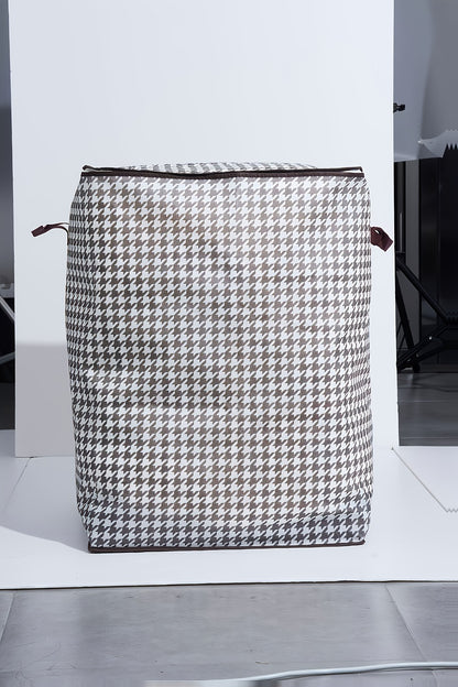 4pcs Large Storage Box Set with Lid & Handle – Black White Checkered, Stackable, Thickened Lining, Double Zipper, Under-Bed & Moving Organizer