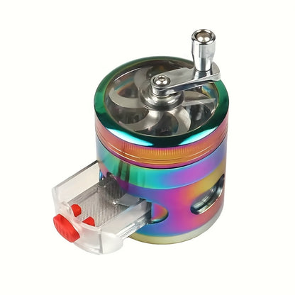 Spice Grinder 4-Layer Hand Crank Metal Herb Grinder – Colorful Rainbow Multifunctional Spice Crusher for Kitchen, Manual Spice Mill, Kitchen Gadget Gift