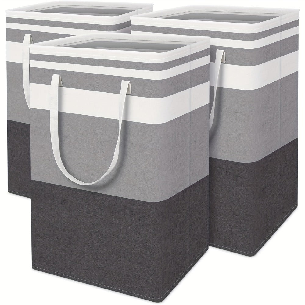 Collapsible Laundry Basket 3 Pack 75L – Freestanding Tall Clothes Hamper with Easy-Carry Handles for Bedroom, Bathroom, Family & Dorm – Large Capacity Folding Laundry Bin Set