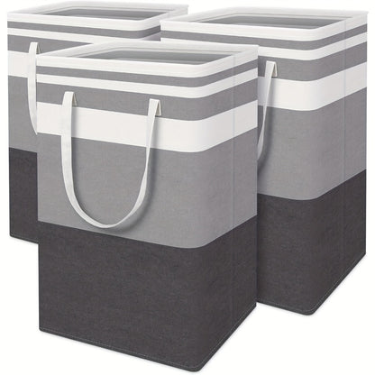 Collapsible Laundry Basket 3 Pack 75L – Freestanding Tall Clothes Hamper with Easy-Carry Handles for Bedroom, Bathroom, Family & Dorm – Large Capacity Folding Laundry Bin Set
