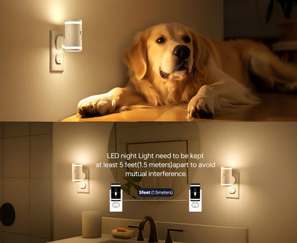 LED Night Light Plug In Dusk to Dawn Sensor – 5-120LM Adjustable Brightness, 3 Color Temperatures, Modern Plug-In Night Lights for Hallway, Bedroom, Staircase, Bathroom & Toddler Room, 2 or 4 Pack