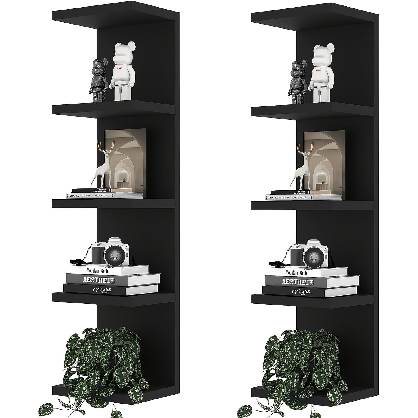 5-Tier Floating Wall Shelf Wall-Mounted Storage Rack 31.5" - Space Saving Display Shelves for Bedroom Living Room Oak Finish Easy Install Thickened Suspended Wall Organizer