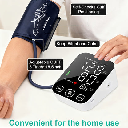 Blood Pressure Monitor Automatic Upper Arm – Large Cuff, 4.5" Backlit Screen, 2×99 Memory, Voice Broadcast, One-Touch BP Machine for Home Use