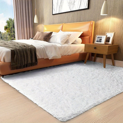 Fluffy Area Rug White Soft High Pile Washable Non-Slip | Plush Shaggy Carpet for Living Room Bedroom Dorm | Large Rectangle Indoor Rug 5x8 6x9 8x10 ft | Holiday Home Decor Gift