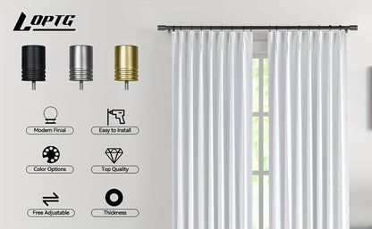 Adjustable Curtain Rods for Windows 1 Inch Diameter – Modern Decorative Drapery Rod with End Finials, 18"-45" to 36"-120" | Black, Brushed Nickel & Gold Finish