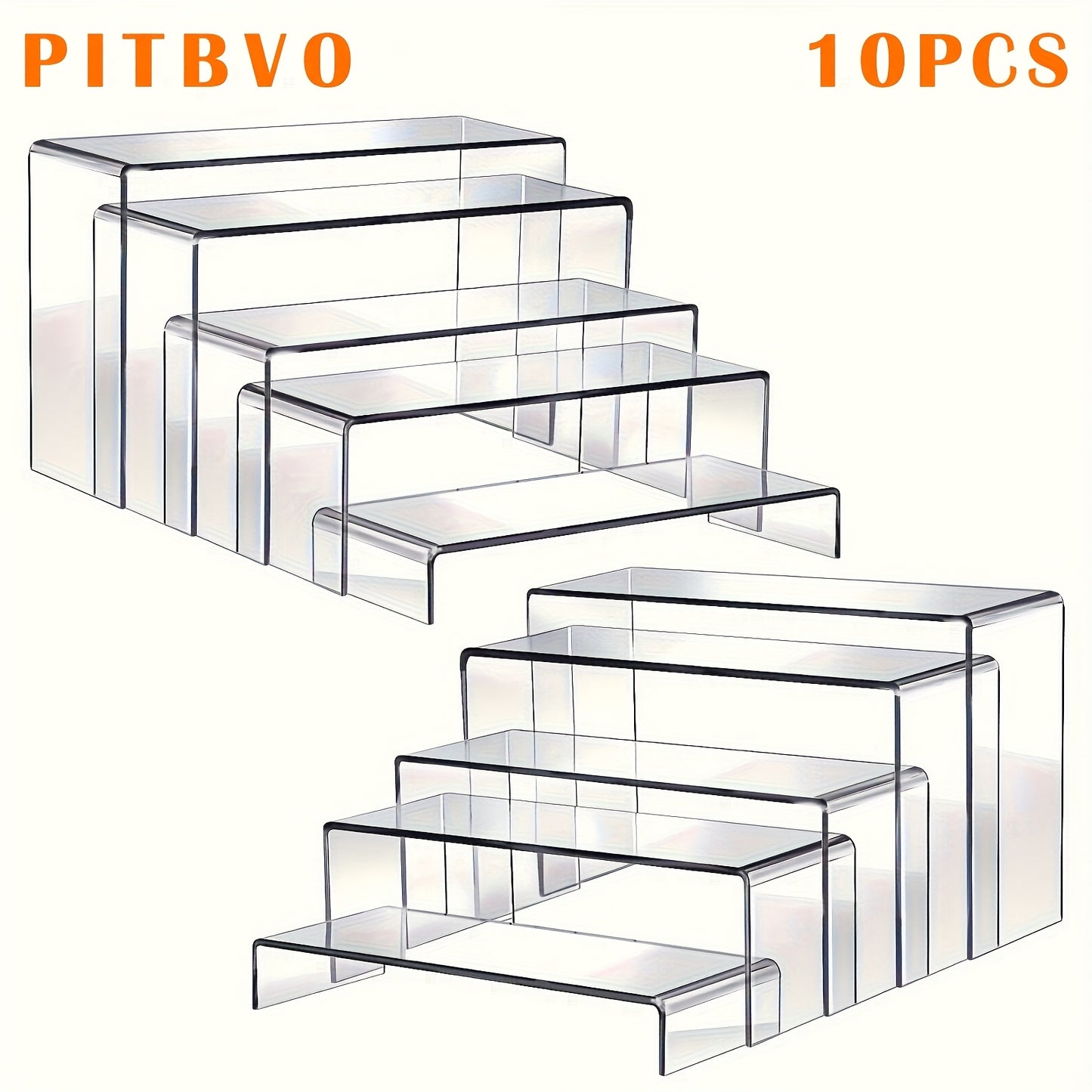 Acrylic Display Risers Clear Transparent Stands for Funko Pop Figures, Cupcakes, Jewelry, Perfume Bottles – Multi-Size Display Shelf Organizer for Home, Store & Craft Show – 10 or 20 Piece Set Large Size