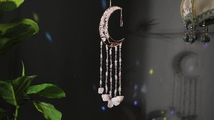 Dreamcatcher Moon Suncatcher Wall Hanging – Handmade Boho Wind Chime Pendant for Indoor Outdoor Garden, Courtyard & Party Decor – Christmas & Birthday Gift