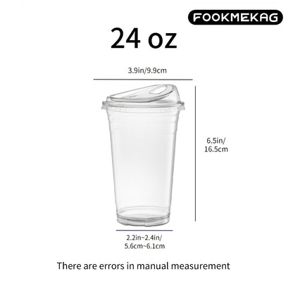 Disposable Clear PET Cups with Lids 50 Sets – Transparent Plastic Cups for Coffee Smoothies Cold Drinks Parties Picnics Travel, 16oz & 20oz
