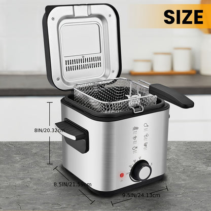 Deep Fryer with Basket 1500W | Adjustable Temperature, Removable Lid & Non-Stick Interior Pot, Viewing Window, Dishwasher-Safe Basket for Home Electric Frying – 1.5L & 2.5L Options, Black